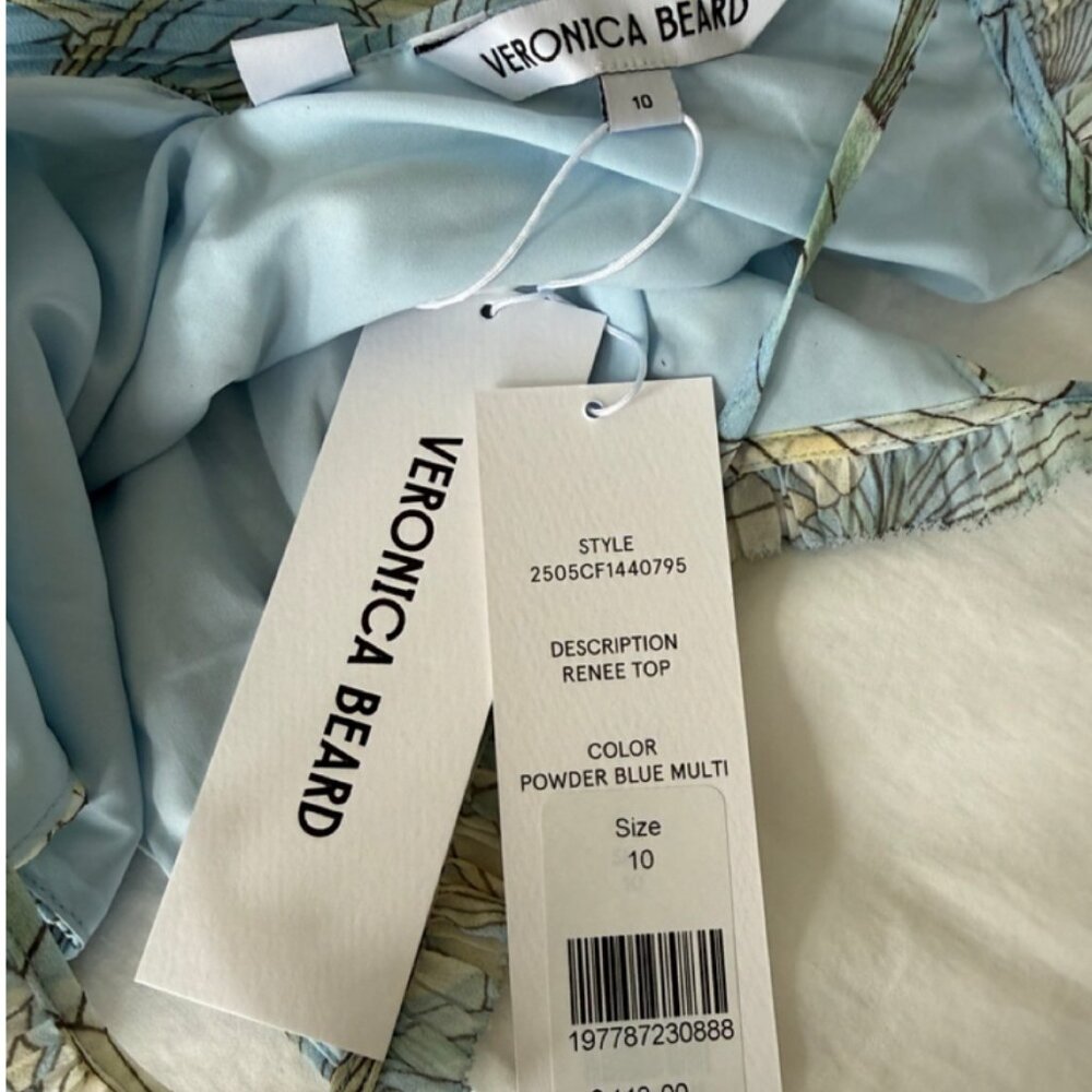 Veronica Beard NWT Renee Halter Top in powder blue multi, size 10. $448 - Picture 6 of 6